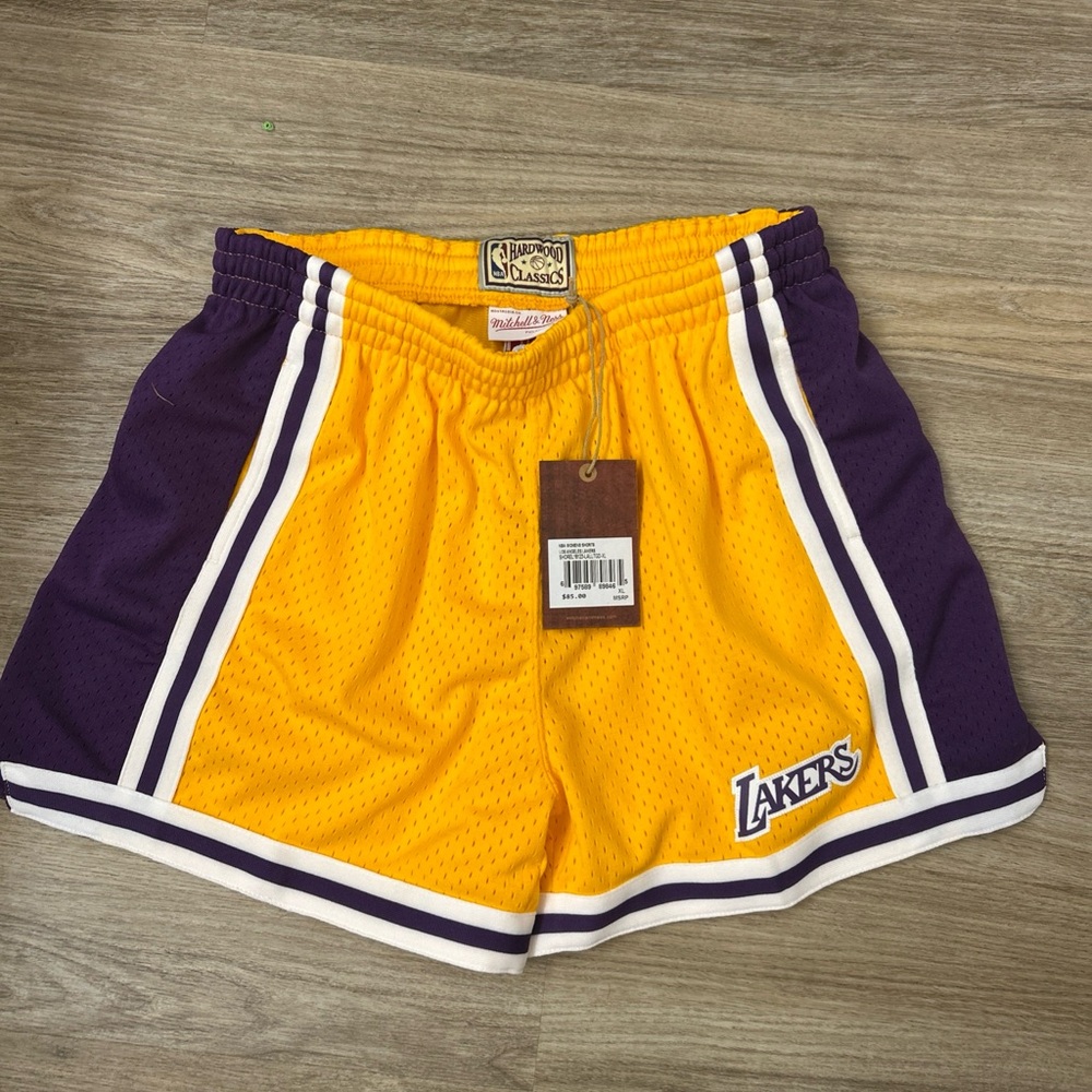 Mitchell & Ness Lakers Gold and Purple Basketball Shorts